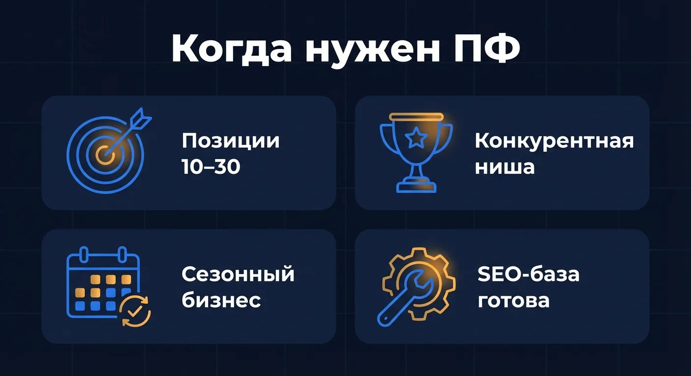 Четыре ситуации, когда усиление поведенческих факторов оправдано: позиции 10-30, конкуренция, сезон