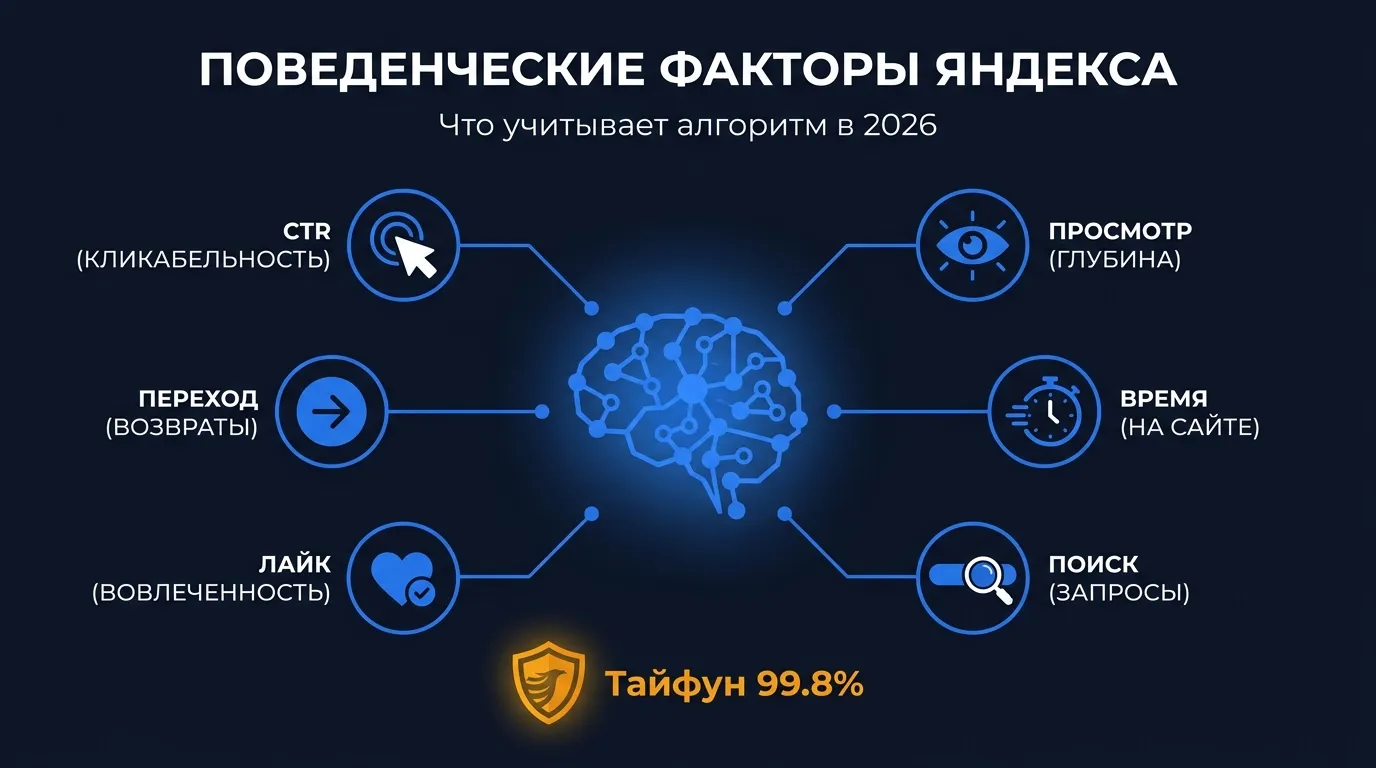 Поведенческие факторы Яндекса в 2026: что учитывает алгоритм