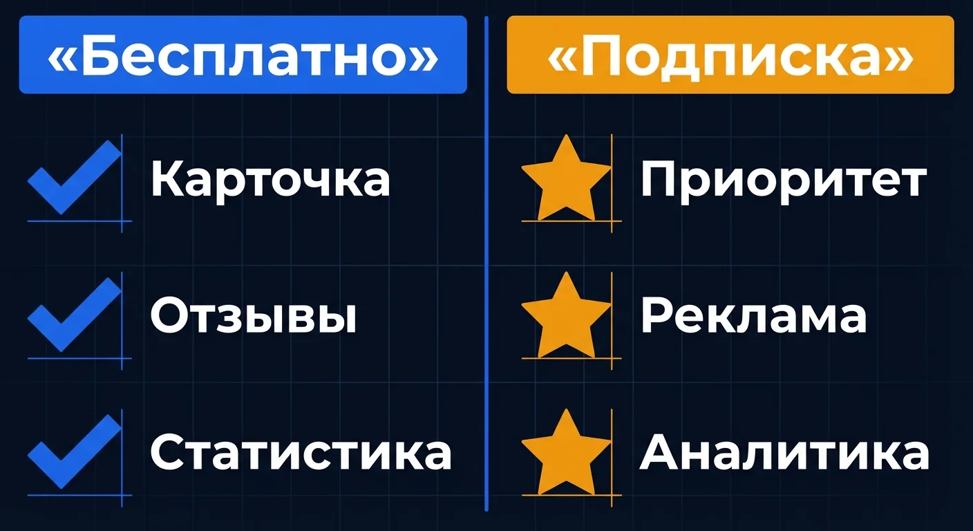 Сравнение бесплатных и платных возможностей Яндекс Бизнес - карточка, приоритет, реклама и аналитика